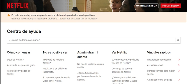 Al ingresar al sitio de Netflix se puede leer este comunicado.